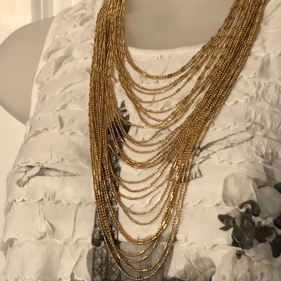 NWT Multi-Row Italian Waterfall Necklace in Goldtone. - Picture 8 of 15